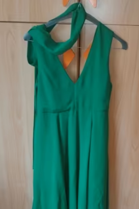 Vestito verde elegant cerimonia/cocktail con stola
