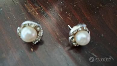 orecchini vero argento e perla