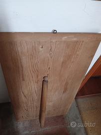 spianatoia, mattarello legno d'epoca professionale