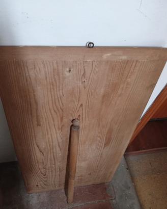 spianatoia, mattarello legno d'epoca professionale