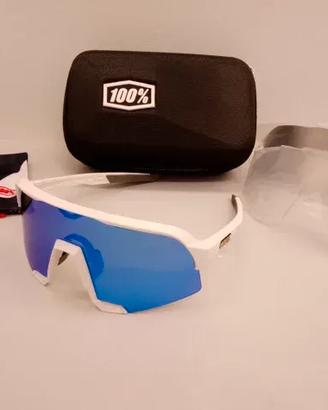 Occhiali da ciclismo marca 100% bianchi nuovi
