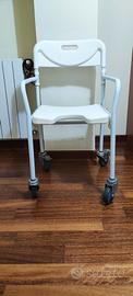 sedia da doccia con ruote pieghevole
