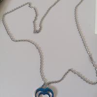 Collana lunga acciaio Kris cuore, nuova