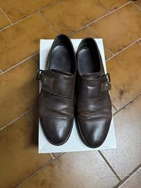 Scarpe in pelle marrone Geox con chiusura a fibbia