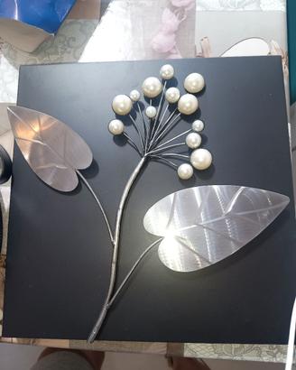 quadro foglie colore argento