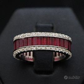 VERETTA GIRODITO ORO 18KT DIAMANTI 0.46CT RUBINI