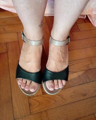 Sandali neri, beige Taglia 37