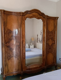 armadio 3 ante in radica di noce