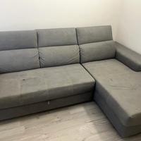 DIVANO 3 POSTI CON PENISOLA ECOPELLE GRIGIO