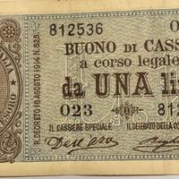 BUONO DI CASSA 1 LIRA R.D. 18 AGOSTO 1914