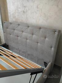 Lettiera matrimoniale con testiera e contenitore 