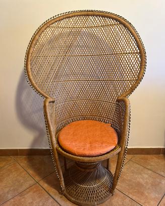 Poltrona Vintage in Vimini Intrecciato-Anni 60-70