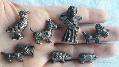 piccoli animali e angioletto in metallo vintage