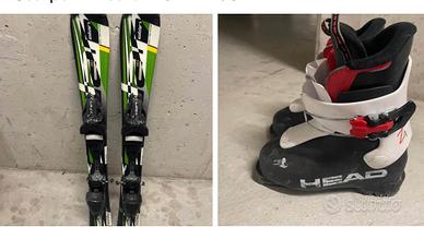 Sci 80cm  e scarponi bambino 17-18.5cm