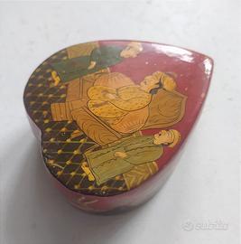 Portagioie indiano, vintage, dipinto a mano, raro