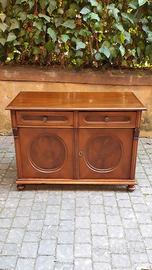 Credenza piccola antica lastronato in noce e piuma