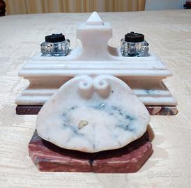 Antico calamaio da scrivania in marmo Primi '900