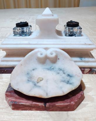 Antico calamaio da scrivania in marmo Primi '900