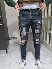 jeans strappati neri uomo