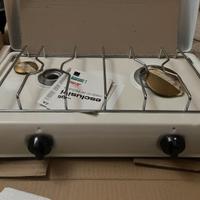 Fornello a Gas Gpl 2 fuochi con griglia in Acciaio