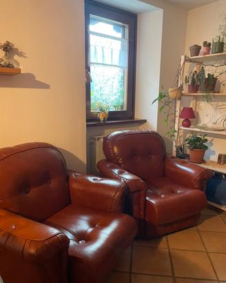 Coppia di poltrone in pelle