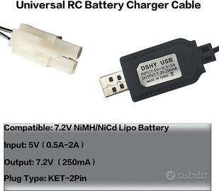 Caricatore USB DC 5V Batteria Ricaricabile 7.2V