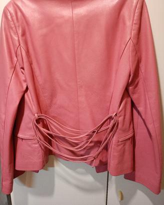Giacca in Vera Pelle/ Rosa Antico Y2K Taglia 42  