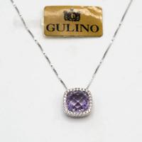 Collana oro(Gold) bianco 18kt quarzo viola A.114
