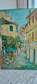 Dipinto  ad olio "Via S.Nazario" di Varazze