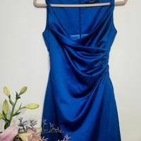 Vestito blu di seta corto