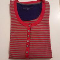 T-shirt donna maniche lunghe righe rosa grigio