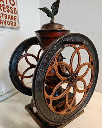 ENORME MACINACAFFE A  DOPPIO VOLANO ANNO 1875