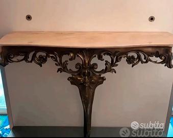 Tavolino da Parete Consolle Barocco Marmo Carrara