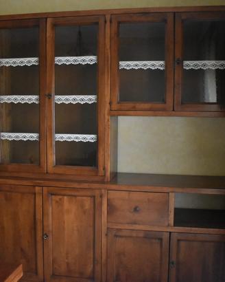 Mobile credenza con vetrina in legno