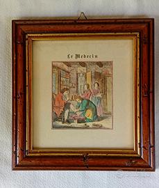  Stampa antica Le Medicien colorata a mano cornice