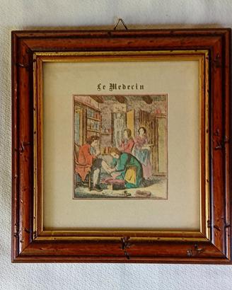  Stampa antica Le Medicien colorata a mano cornice