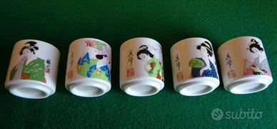 5 bicchieri Giapponesi x Saké Originali Anni '80