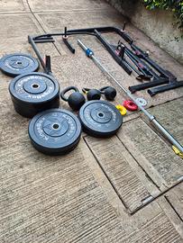 set attrezzatura palestra,crossfit,pesistica,pesi