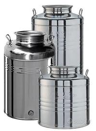 3 (tre) CONTENITORI  FUSTO X OLIO IN ACCIAIO INOX