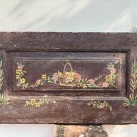 Panello legno dipinto a mano - fine XVIII/ XIX