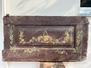 Panello legno dipinto a mano - fine XVIII/ XIX