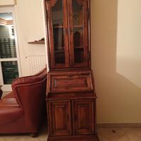 Mobile Trumeau a due corpi con vetrina e scrittoio