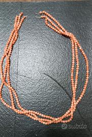 Girocollo corallo rosa 3 fili