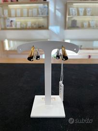 Orecchini a fascia bicolore oro e argento - Acciai