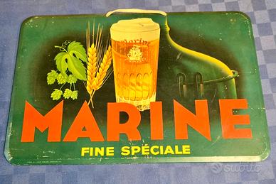 Targa Pubblicitaria Vintage Litografata Marine