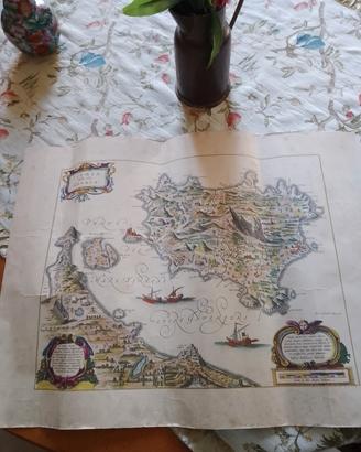 Cartina mappa vintage anni 60-70 isola Ischia