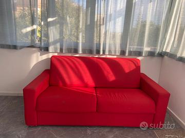 DIVANO LETTO MATRIMONIALE MODERNO COLORE ROSSO