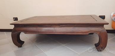 Tavolino basso stile etnico in legno teak