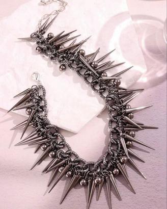 Gothic Punk Spiked Choker Necklace Y2K