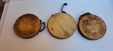 Antichi Tamburelli in Legno e Pelle Vintage